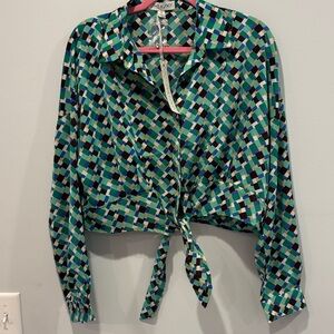 She + Sky Multicolor Geometric Button Down Shirt